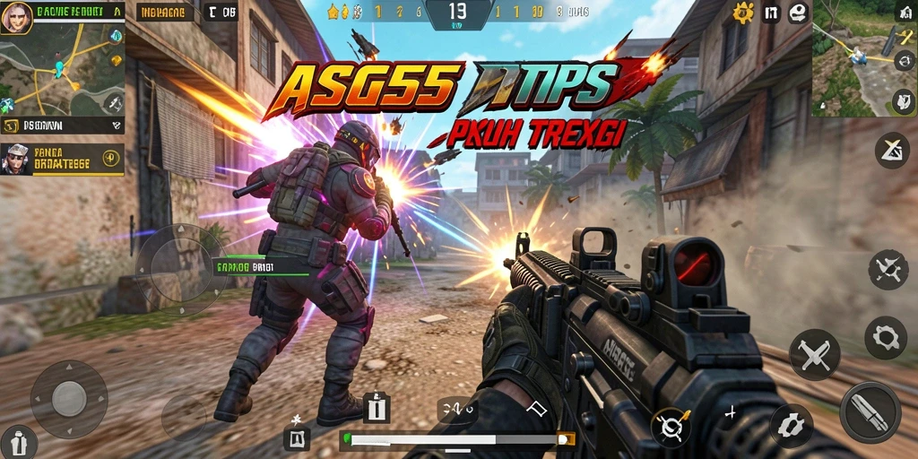 Screenshot gameplay ASG55 yang menampilkan aksi mendebarkan dalam TPS.