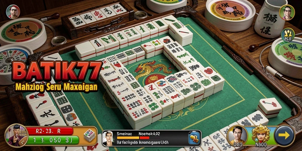Screenshot utama dari gameplay Mahjong di BATIK77 yang penuh warna.