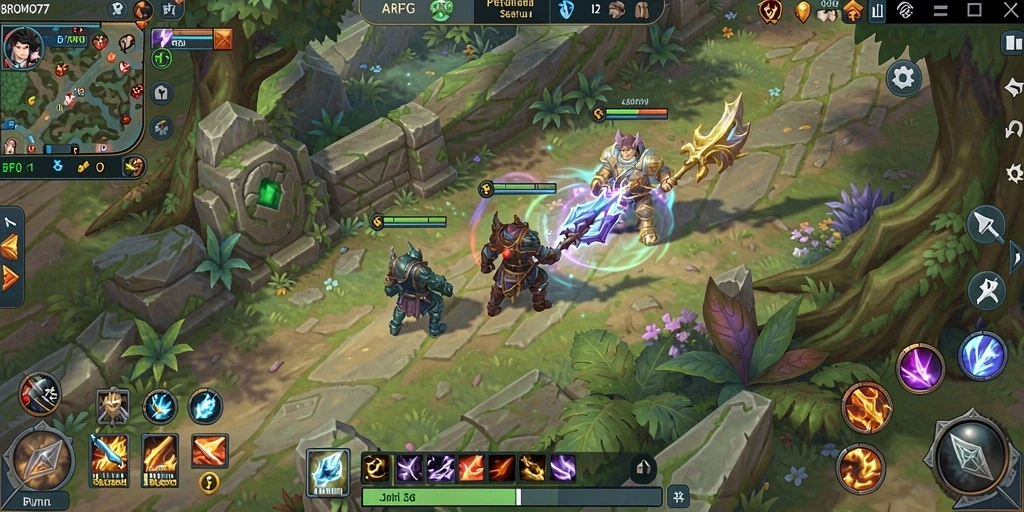 Screenshot BROMO77 menampilkan karakter beraksi dalam pertempuran ARPG yang mendalam.