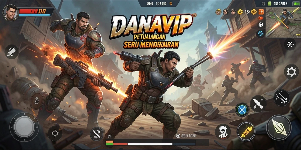 Tangkapan layar utama DANAVIP menunjukkan aksi seru dalam setiap pertempuran.