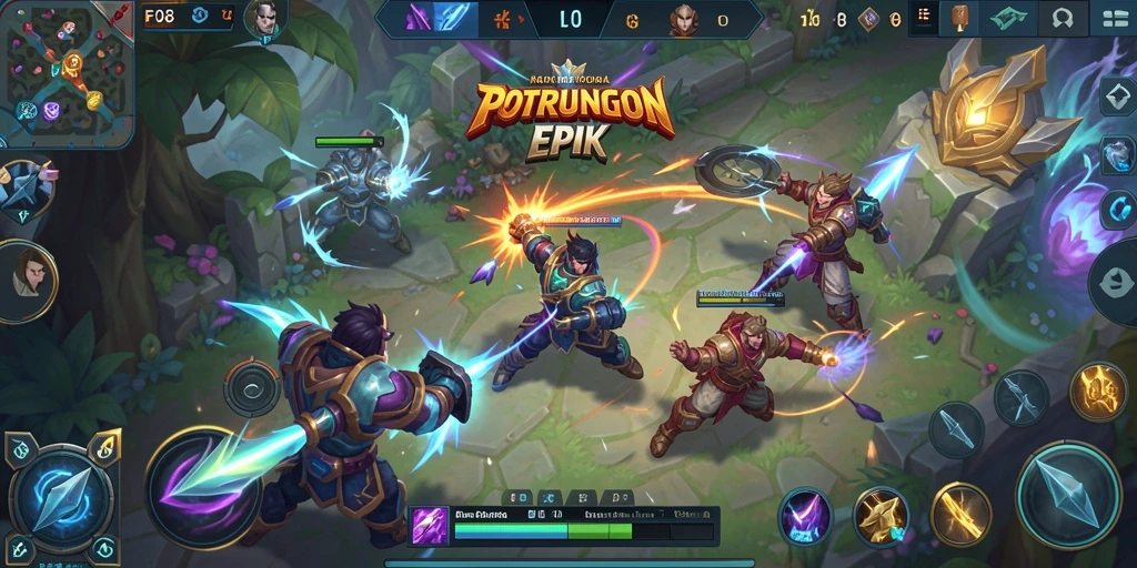 Tampilan gameplay seru dari FO8 dalam pertempuran MOBA.
