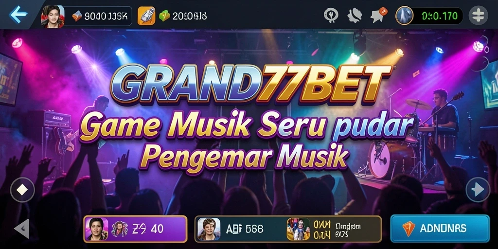 Tampilan gameplay seru dalam GRAND77BET dengan berbagai lagu musik.