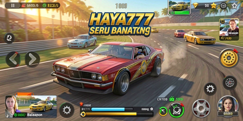 Tampilan gameplay HAYA777 menampilkan balapan yang mendebarkan dan kendaraan berkecepatan tinggi.