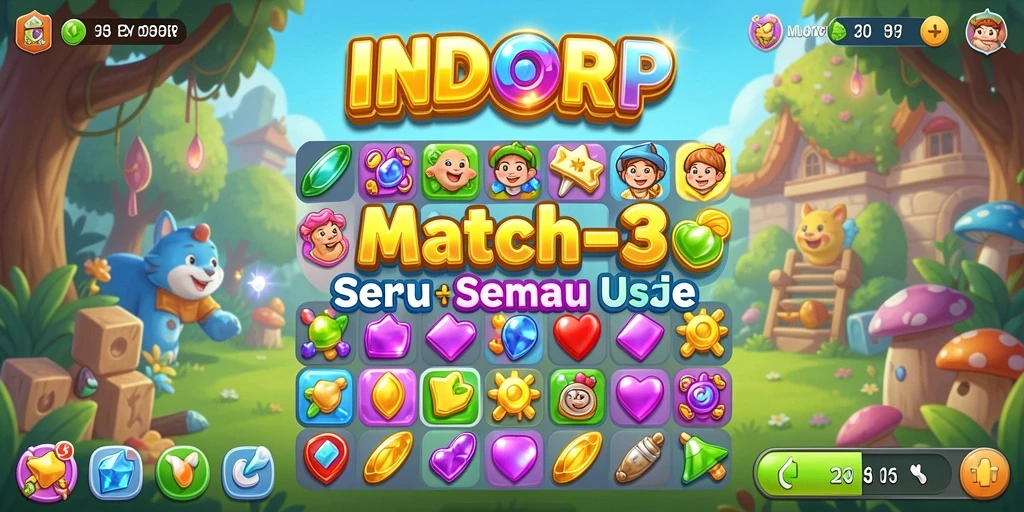 Tampilan gameplay seru dari INDORP dalam permainan Match-3.