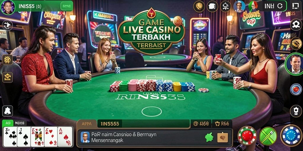 Tampilan gameplay Live Casino dengan dealer profesional di INS55.
