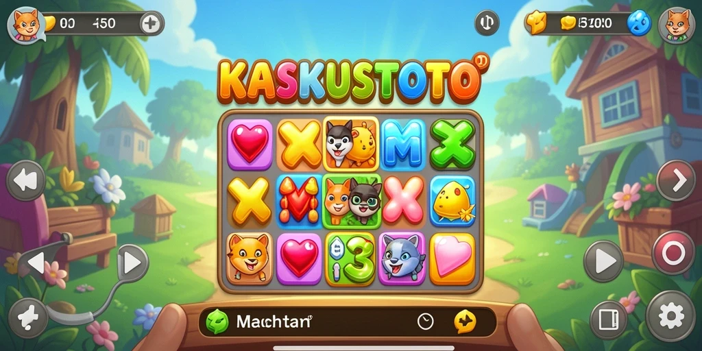 Tampilan gameplay KASKUSTOTO yang penuh warna dan menantang.