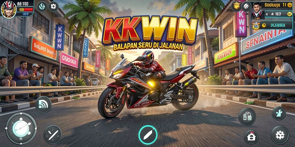 Gameplay menarik KKWIN saat balapan seru di lintasan.