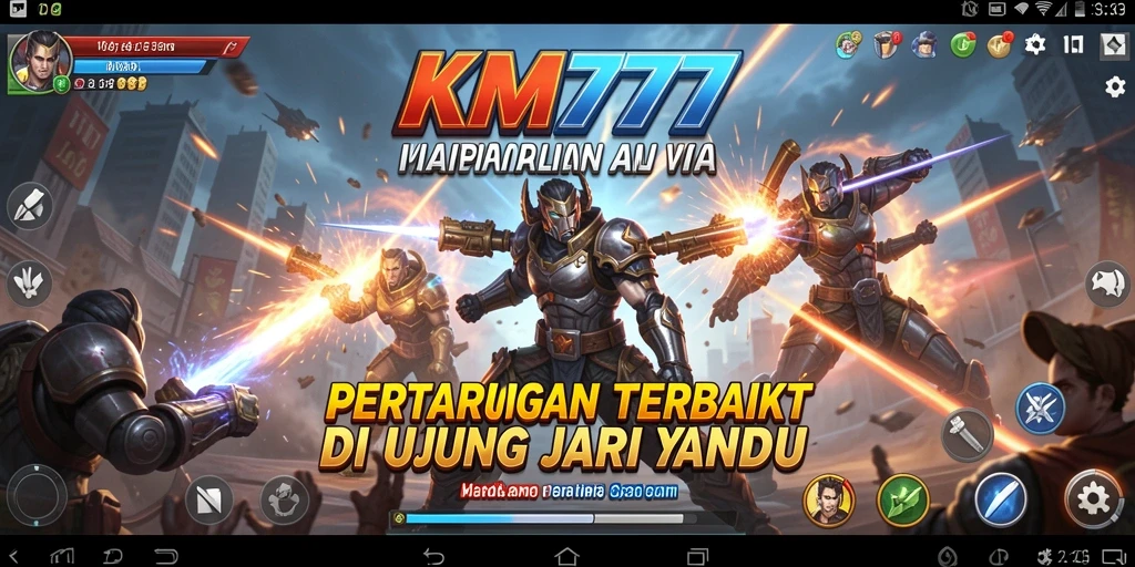 Tampilan gameplay KM777 yang menegangkan dalam pertarungan Fighting.
