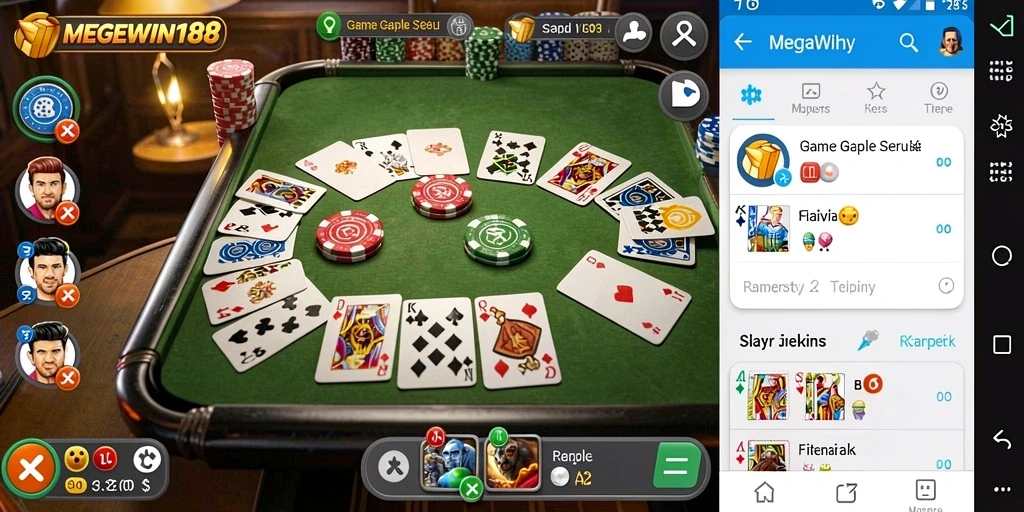 Screenshot MEGEWIN188 menampilkan keseruan permainan Gaple.