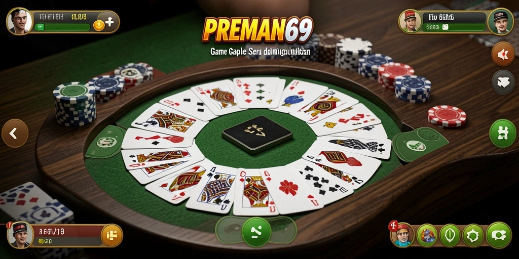 Tampilan gameplay seru dan menarik dari PREMAN69 yang menampilkan permainan Gaple.