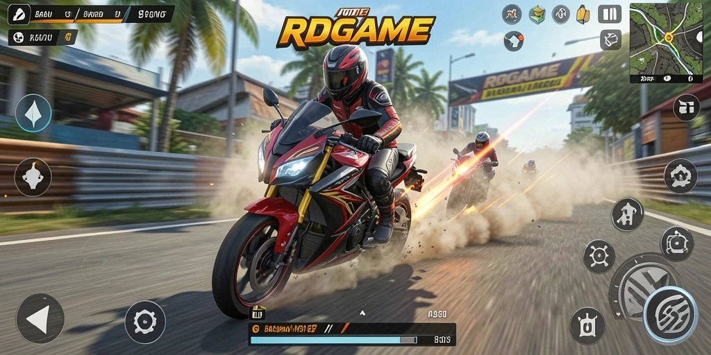 Tampilan menarik dari gameplay RPGAME saat balapan motor.
