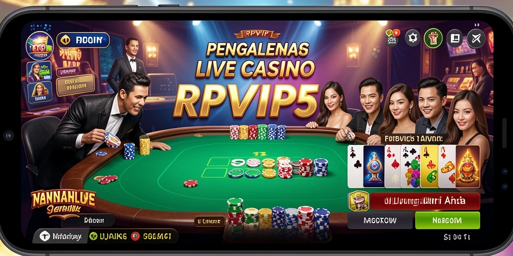 Tampilan permainan RPVIP5 dengan dealer live dan pemain online.