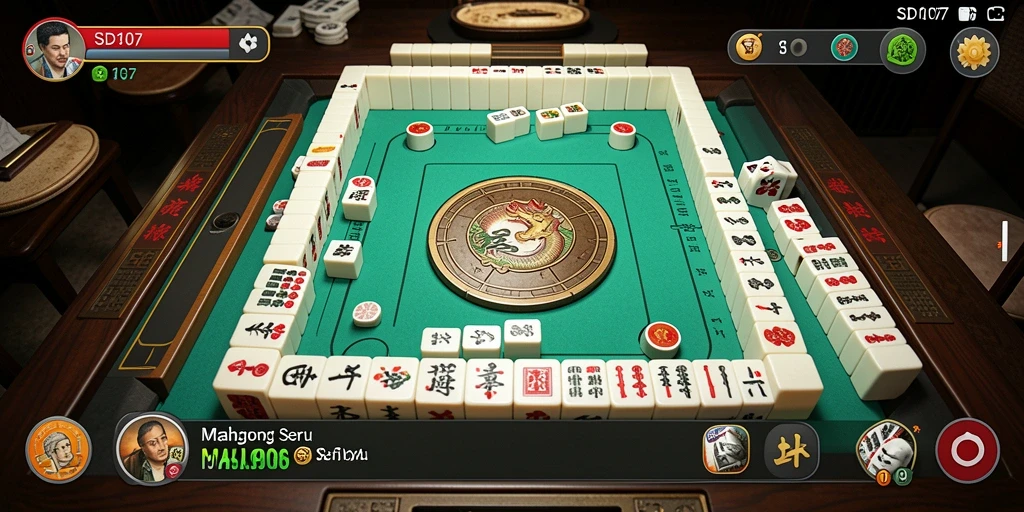 Screenshot utama SD107 menampilkan gameplay Mahjong yang menarik.