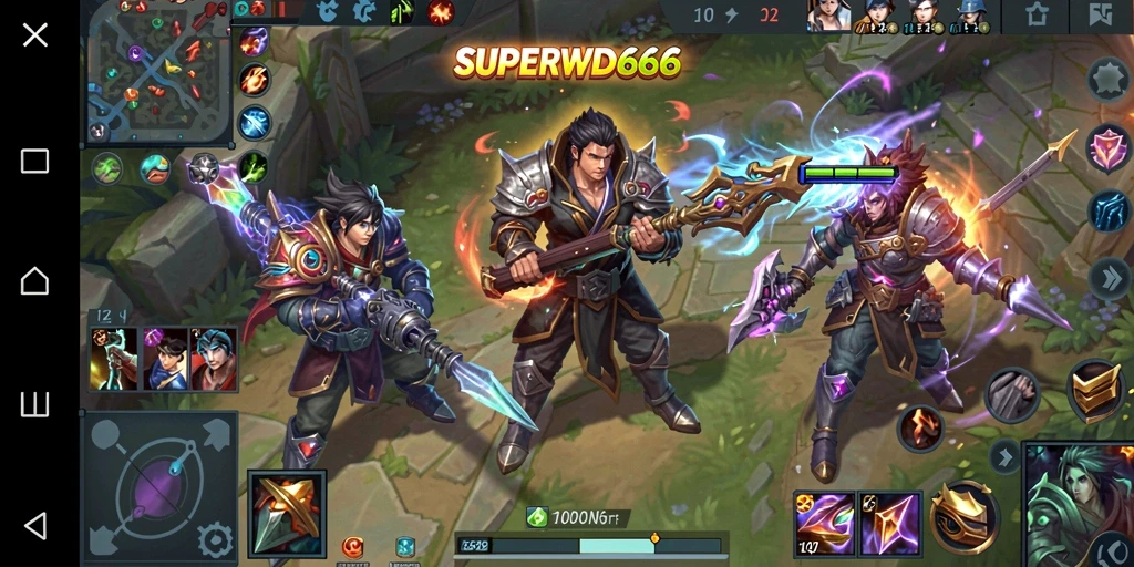 Tampilan utama <strong>SUPERWD666</strong> dengan gameplay seru di arena pertarungan.