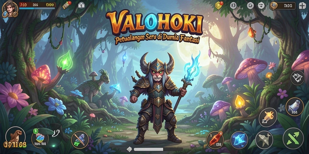 Screenshot utama VALOHOKI menampilkan aksi petualangan yang seru.